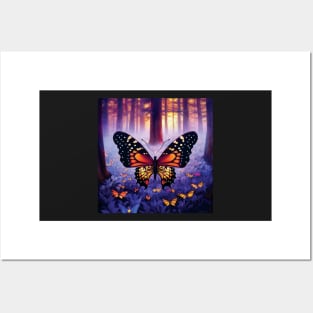 Beautiful Monarch Butterfly in a forest Posters and Art